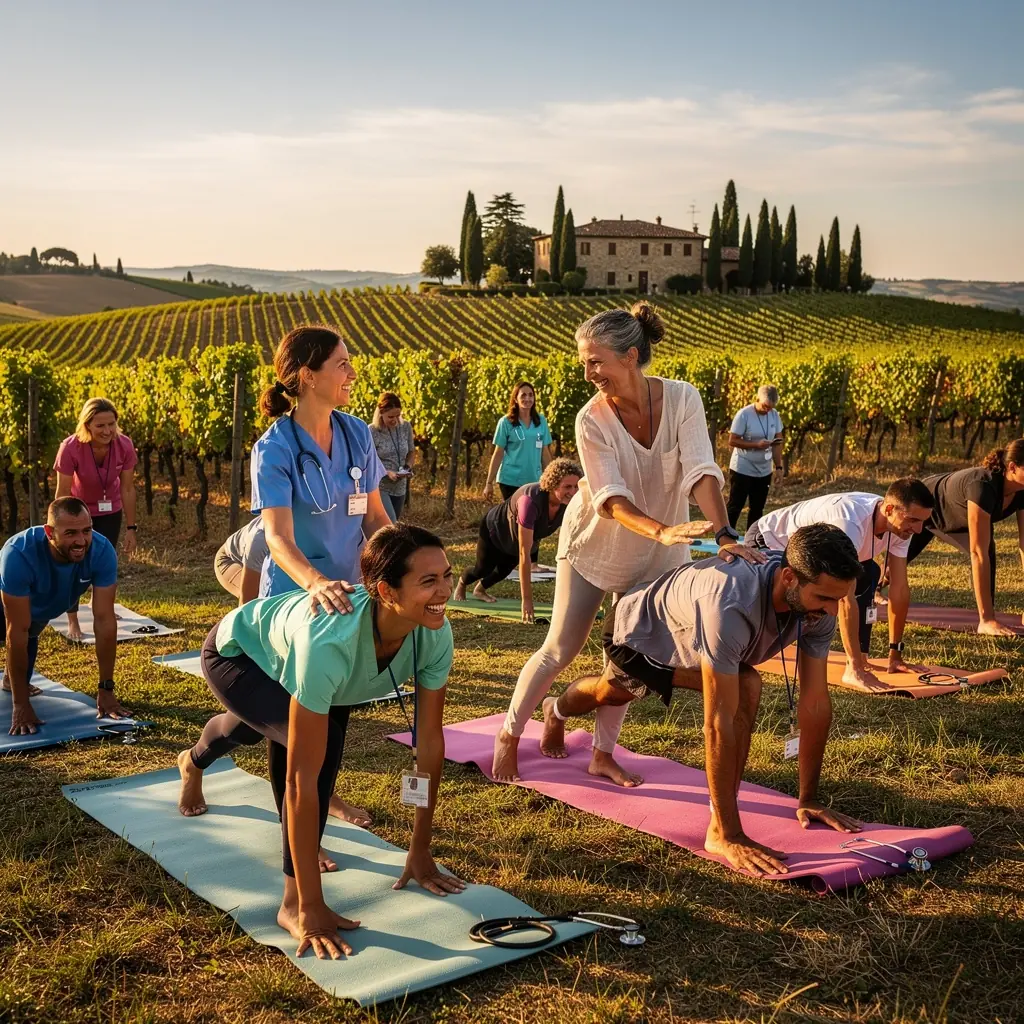 Due praticanti che lavorano insieme per migliorare l'allineamento della posizione dell'albero.