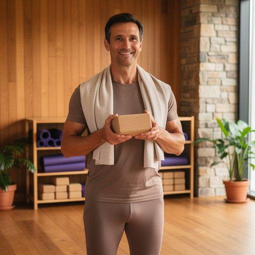 Una donna che medita serenamente in una posizione di loto circondata da piante verdi.